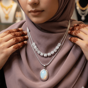 Zivewear Luxury Opal Moon Pendant for Women