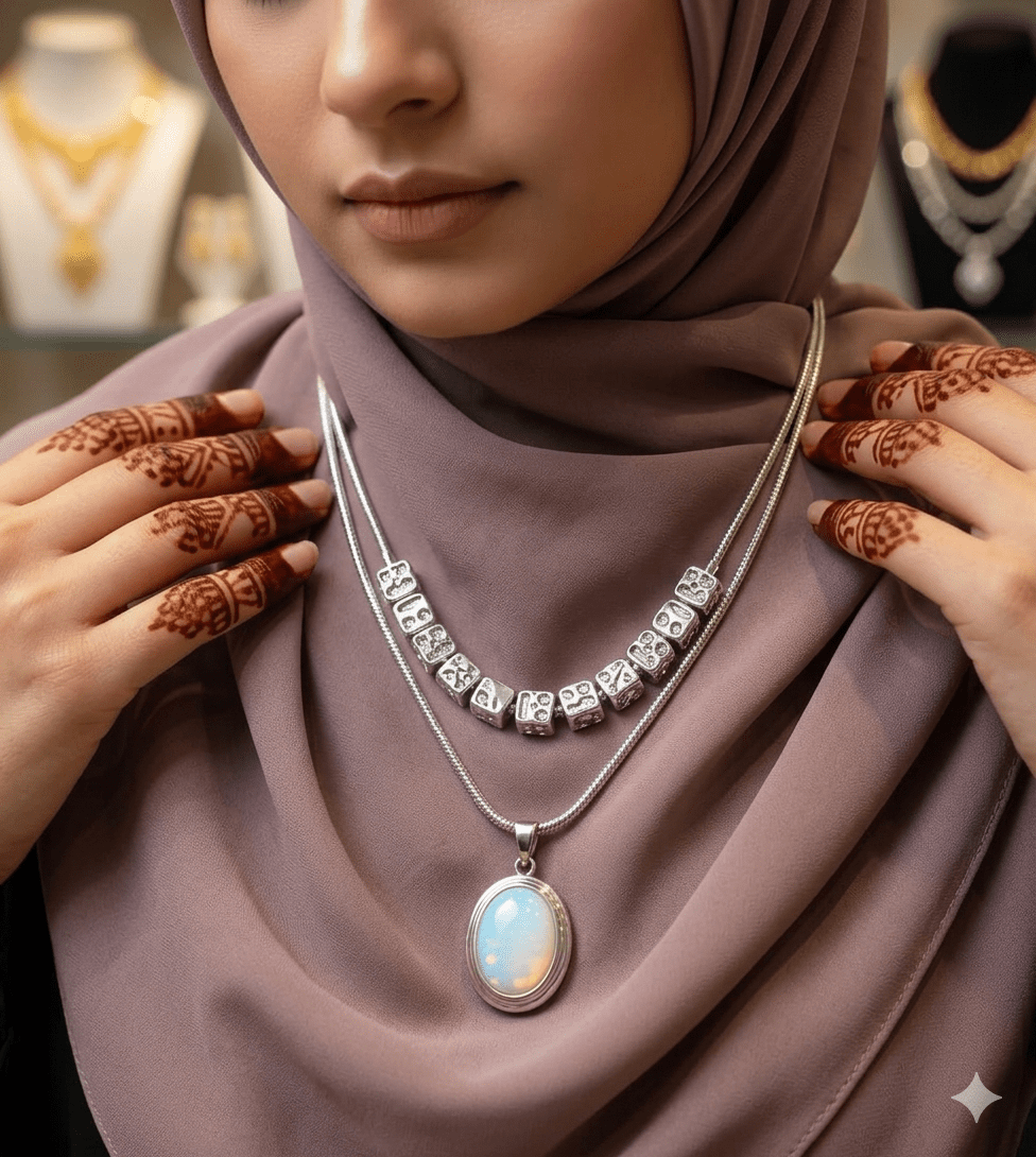 Zivewear Luxury Opal Moon Pendant for Women