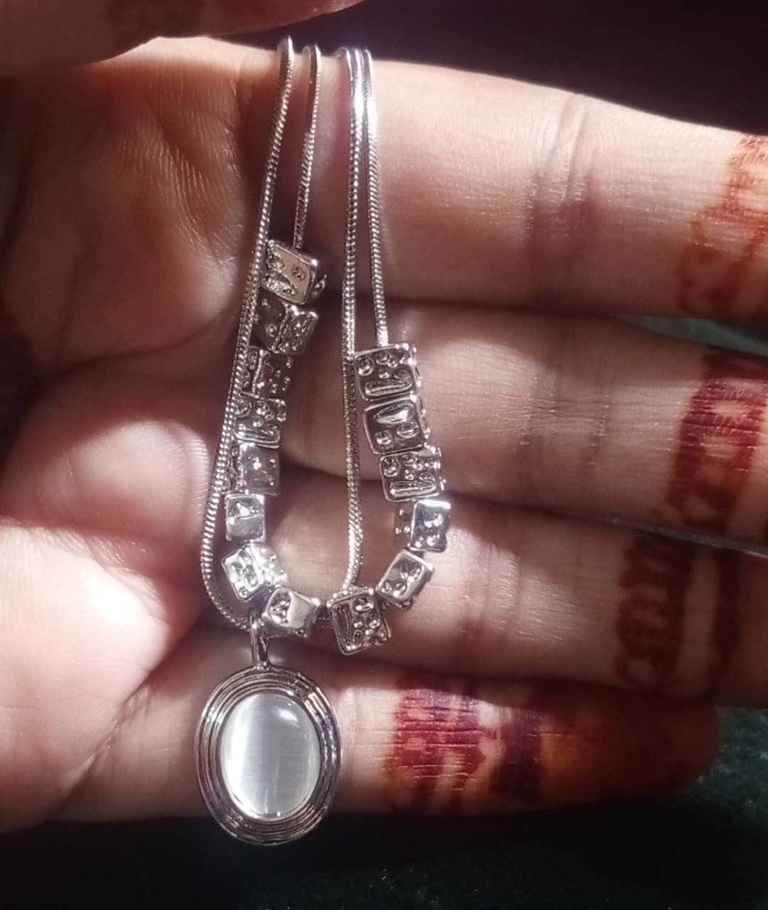 Opal Moon Silver Pendant – The Noor Collection 🌙✨ - Image 3